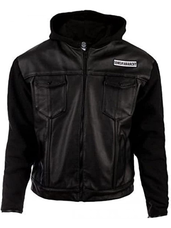 Sons Of Anarchy Hoodie Black Biker Leather Jacket