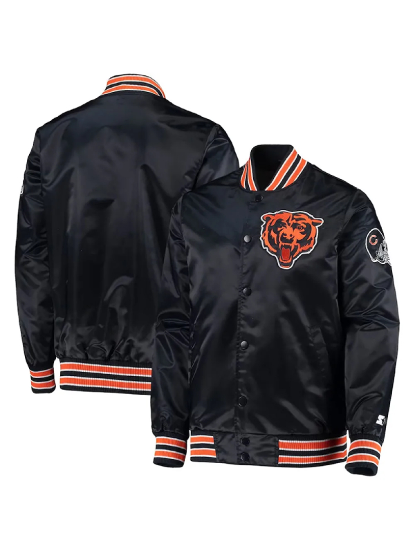 Starter Black Chicago Bears Retro The Diamond Satin Full-Snap Jacket