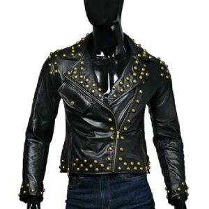 Studded Lambert Black Leather Jacket