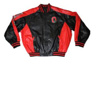 Vintage Steve Barrys Letterman Ohio State Buckeyes Red Leather Jacket