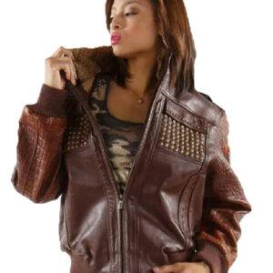 Women Pelle Pelle Mb Bomber Brown Leather Jacket