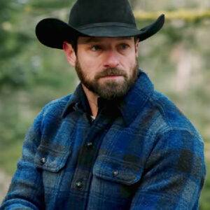 Yellowstone Tv Series Ian Bohen Blue Plaid Flannel Jacket