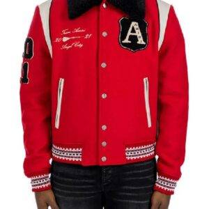Amiri Always On Point Red Varsity Jacket