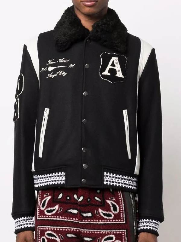 Amiri Always on Point Black Wool Varsity Jacket