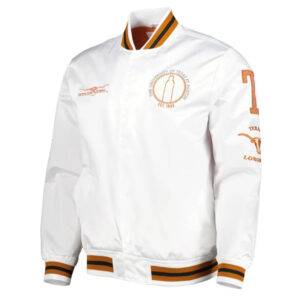 City Collection NCCA Texas Longhorns White Satin Jacket