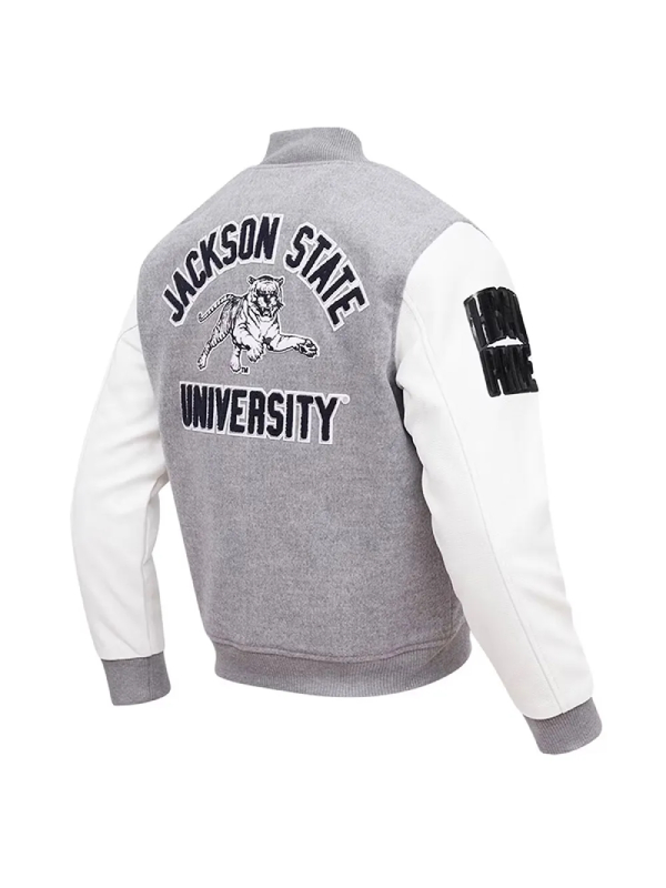 Classic Jackson State Tigers Varsity Gray and White Jacket