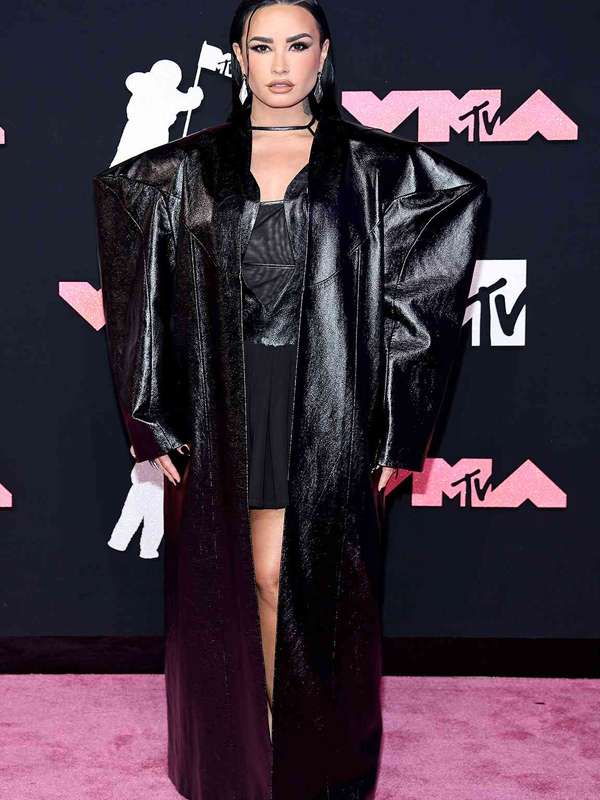 Demi Lovato MTV Video Music Awards 2023 Leather Coat