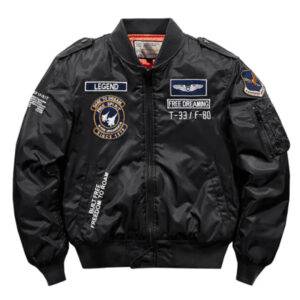 Eshi Hip Hop Ma-1 Aviator Pilot Thick Army Black White Military Jacket