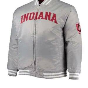 Gray Indiana Hoosiers Full-Zip Satin Jacket
