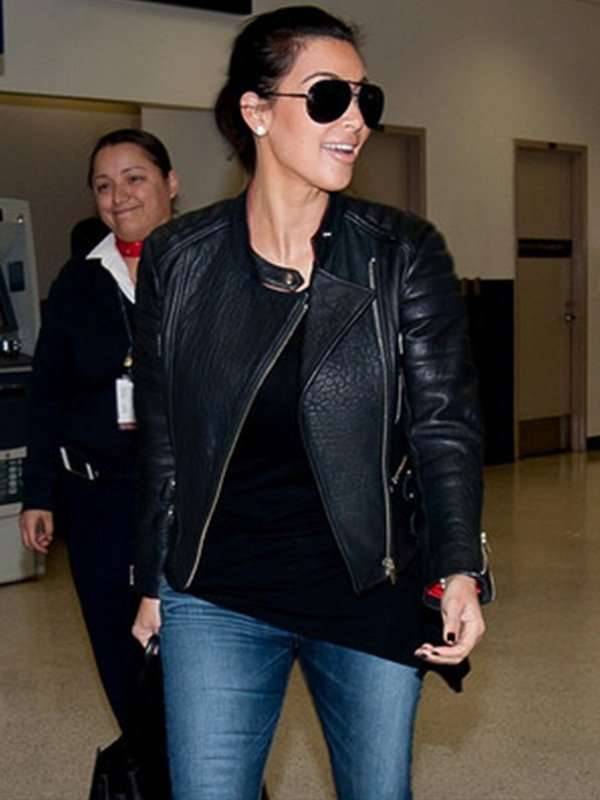 Kim Kardashian Black Leather Jacket