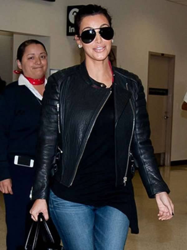 Kim Kardashian Cross Zip Black Jacket