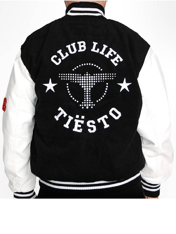 Men’s Club Life Tiesto Black and White Varsity Jacket