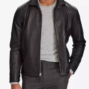 Men’s Sporty Lambskin Black Leather Jacket