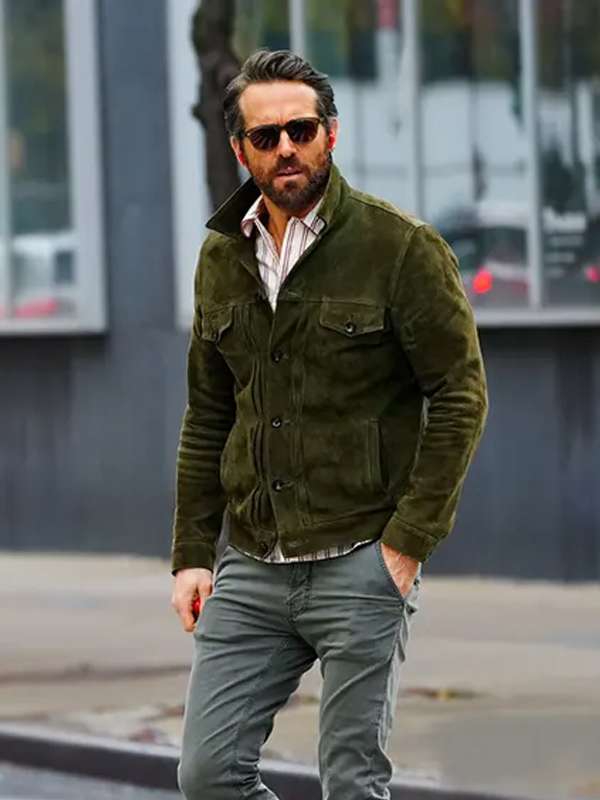 Ryan Reynolds Welcome to Wrexham Green Suede Leather Jacket