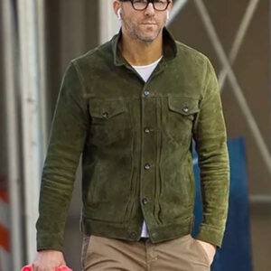 Ryan Reynolds Welcome To Wrexham Green Suede Leather Jacket