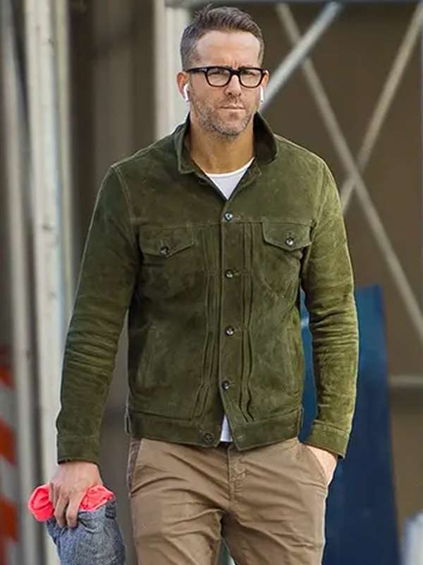 Ryan Reynolds Welcome to Wrexham Green Suede Leather Jacket