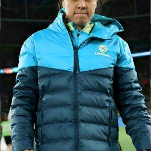 Sam Kerr Matildas 2023 Football Team Blue Puffer Jacket