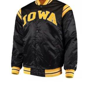 The Enforcer Iowa Hawkeyes Black Satin Jacket