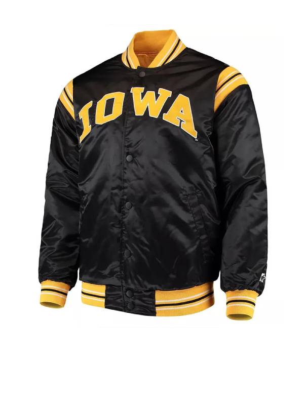 The Enforcer Iowa Hawkeyes Black Satin Jacket