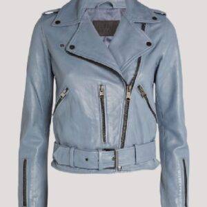 Allsaints Balfern Biker Navy Blue Leather Jacket
