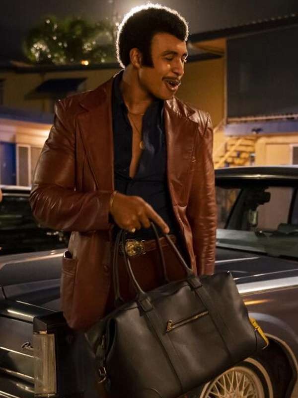 Rocky Johnson Young Rock Brown Leather Blazer