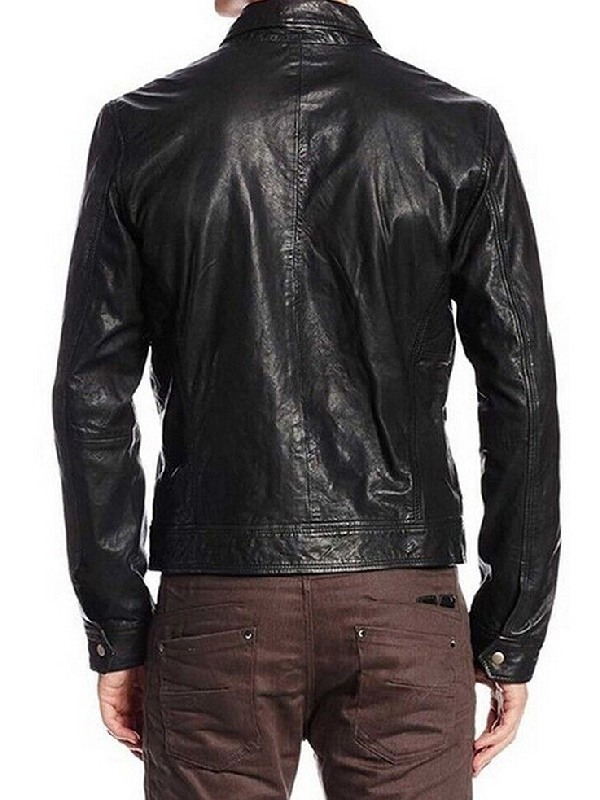 The Vampire Diaries Damon Salvatore Button Trimmed Zip Black Leather Jacket