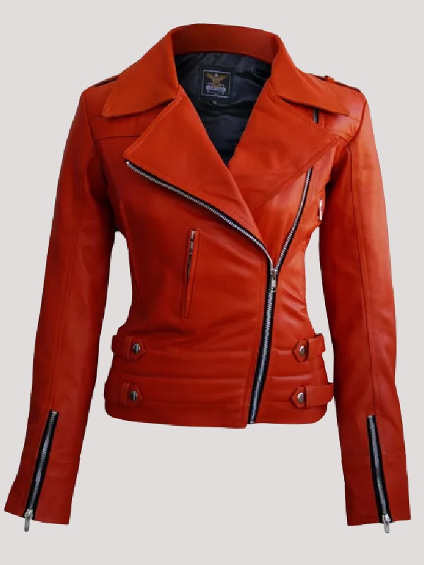 Orange Brando Punk Leather Jacket