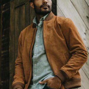 Taylor Stitch Brown Suede Bomber Jacket